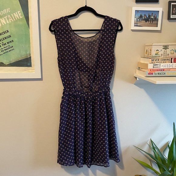 American Apparel Navy Sheer Cut-Out Dress - Picture 1 of 7